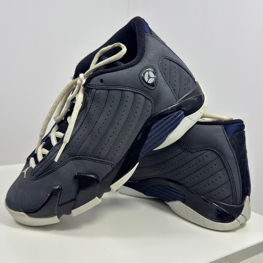 Jordan Air Jordan 14 Retro Kids 7Y Gray Navy Nubuck Sneakers 312091-011